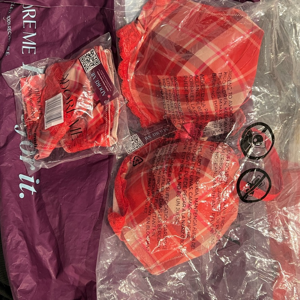 Red Plaid Lingerie Set